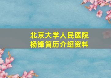 北京大学人民医院杨锋简历介绍资料