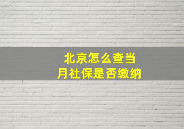 北京怎么查当月社保是否缴纳