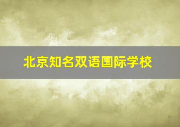 北京知名双语国际学校