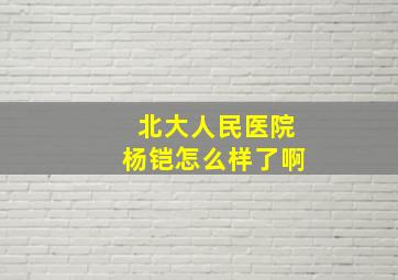 北大人民医院杨铠怎么样了啊