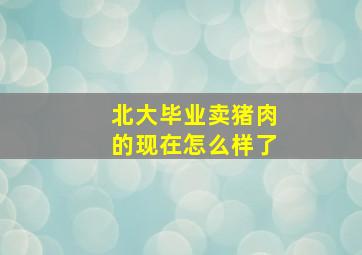 北大毕业卖猪肉的现在怎么样了