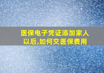 医保电子凭证添加家人以后,如何交医保费用