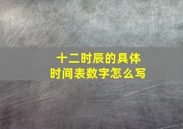 十二时辰的具体时间表数字怎么写