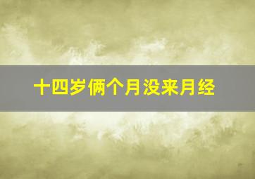 十四岁俩个月没来月经