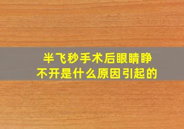 半飞秒手术后眼睛睁不开是什么原因引起的