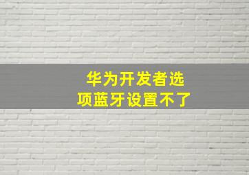 华为开发者选项蓝牙设置不了