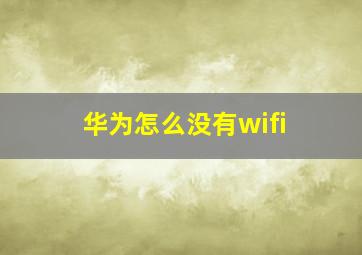 华为怎么没有wifi