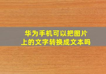 华为手机可以把图片上的文字转换成文本吗