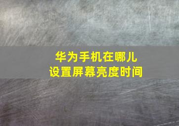 华为手机在哪儿设置屏幕亮度时间