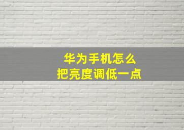 华为手机怎么把亮度调低一点