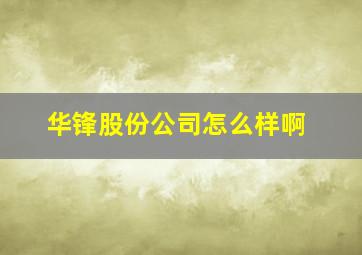 华锋股份公司怎么样啊