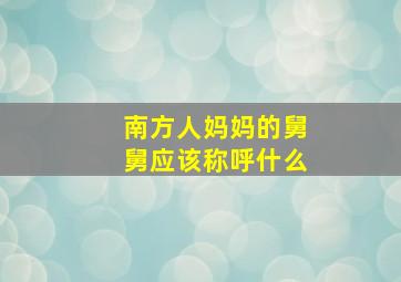 南方人妈妈的舅舅应该称呼什么