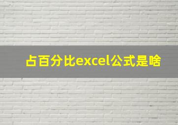 占百分比excel公式是啥