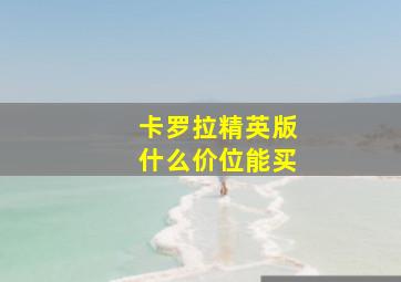 卡罗拉精英版什么价位能买