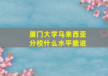 厦门大学马来西亚分校什么水平能进