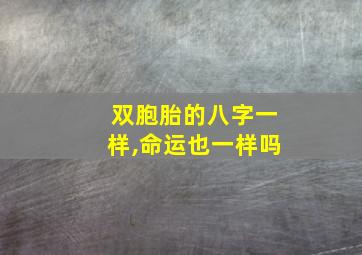 双胞胎的八字一样,命运也一样吗