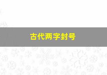 古代两字封号