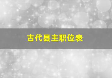 古代县主职位表