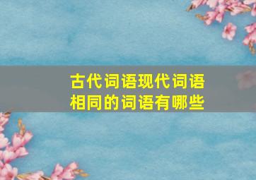 古代词语现代词语相同的词语有哪些