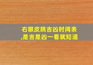 右眼皮跳吉凶时间表,是吉是凶一看就知道