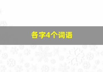 各字4个词语