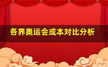 各界奥运会成本对比分析