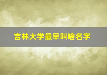 吉林大学最早叫啥名字