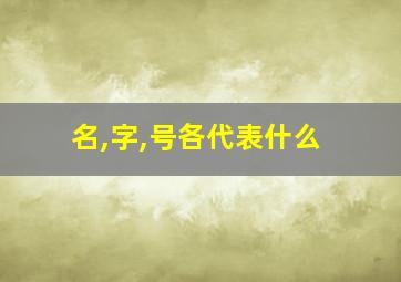 名,字,号各代表什么