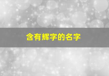 含有辉字的名字