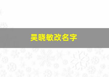 吴晓敏改名字