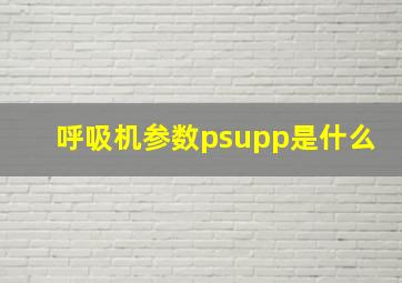 呼吸机参数psupp是什么