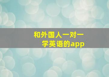 和外国人一对一学英语的app