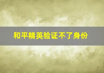 和平精英验证不了身份