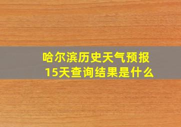 哈尔滨历史天气预报15天查询结果是什么