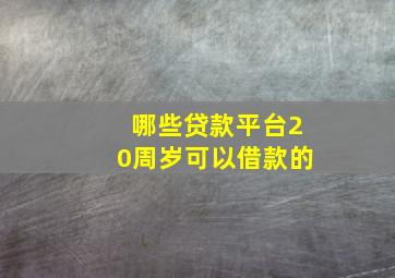 哪些贷款平台20周岁可以借款的