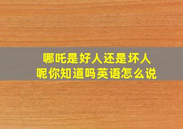 哪吒是好人还是坏人呢你知道吗英语怎么说