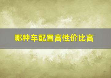 哪种车配置高性价比高