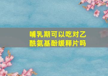 哺乳期可以吃对乙酰氨基酚缓释片吗