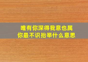 唯有你深得我意也属你最不识抬举什么意思