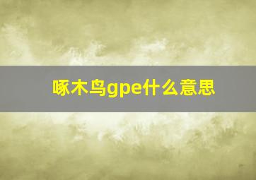 啄木鸟gpe什么意思