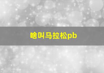 啥叫马拉松pb