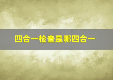 四合一检查是哪四合一