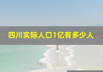 四川实际人口1亿有多少人