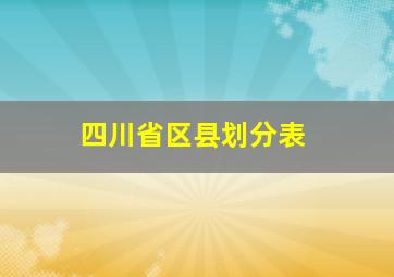 四川省区县划分表