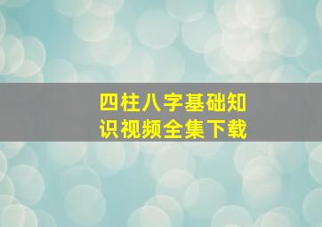 四柱八字基础知识视频全集下载