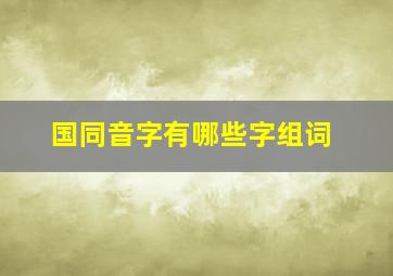 国同音字有哪些字组词