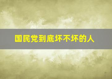 国民党到底坏不坏的人