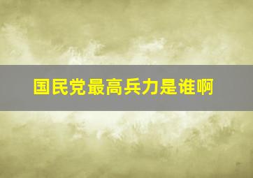 国民党最高兵力是谁啊