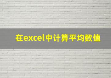 在excel中计算平均数值