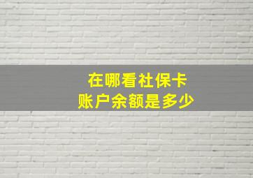 在哪看社保卡账户余额是多少